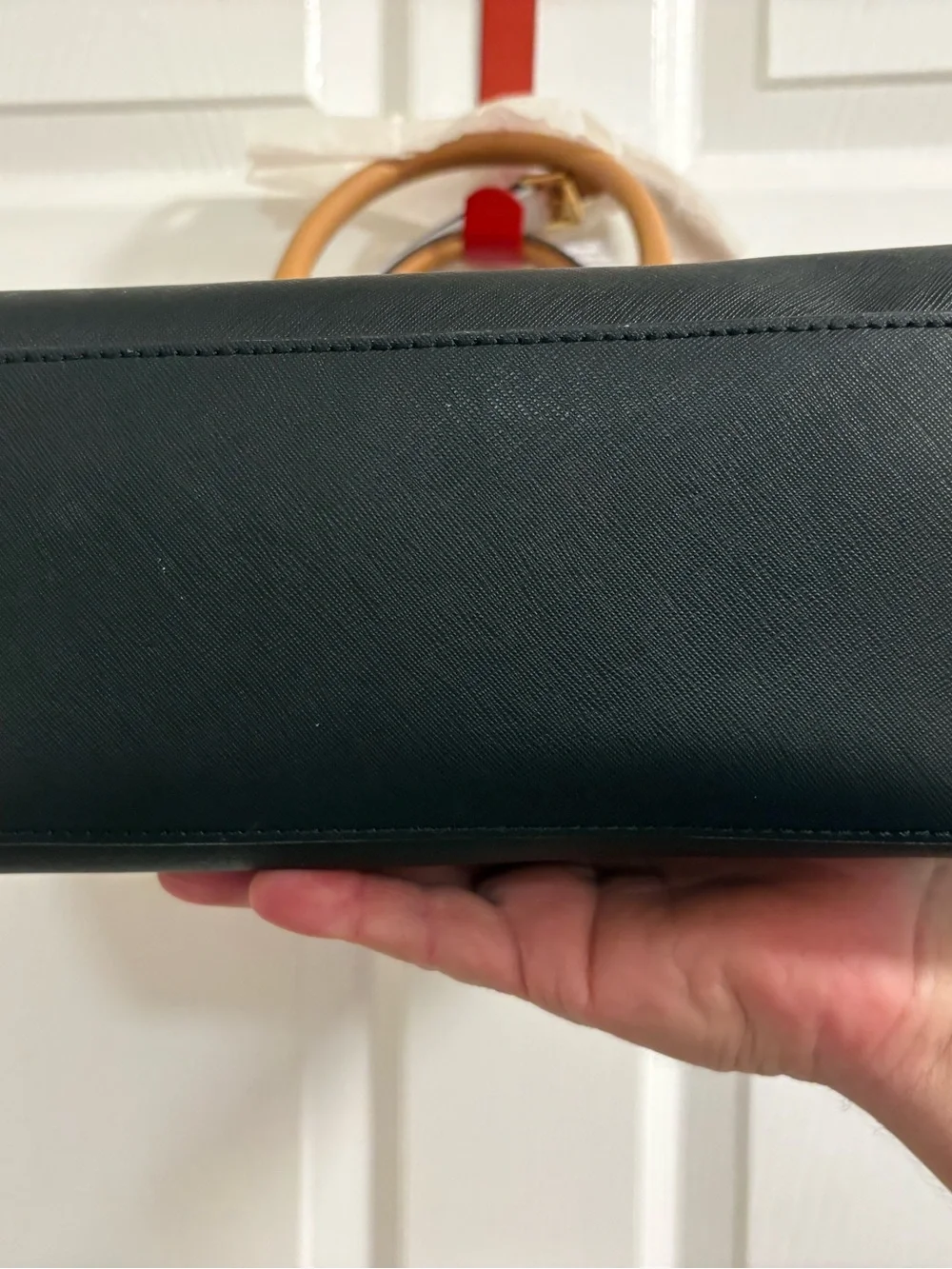 Michael Kors Sutton Medium Colorblock Satchel in tan and black Saffiano leather